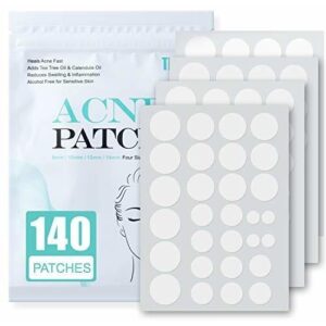 Acne Patch Pimple Patch, 4 Sizes 140 Patches Acne Absorbing Cover Patch, Hydrocolloid Invisible Acne Patches