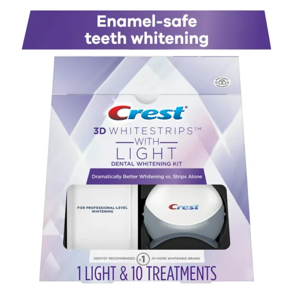 Crest 3D Whitestrips with Light Teeth Whitening Strip Kit, 10 Treatments