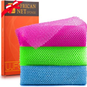 African Net 3 Pieces Exfoliating Shower Body Scrubber