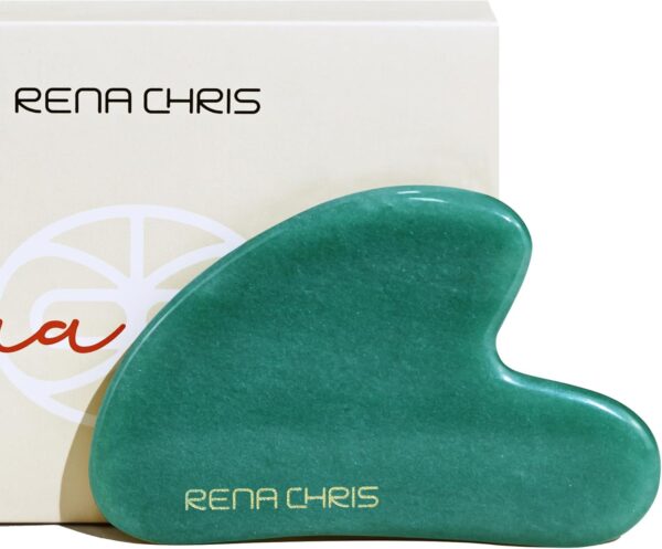 Rena Chris Gua Sha Facial Tools, Natural Jade Stone Guasha