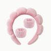 Cloud Headband & Anti-drip Wristband Set, Baby Pink