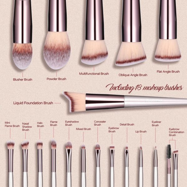 BS-MALL Makeup Brush Set 18 Pcs - Image 5