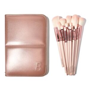 By BEAUTY BAY Rose Glow 18 Piece Brush Set With Brush Stand