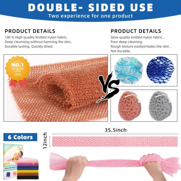 6-Piece Exfoliating Shower Body Scrubber - Ultra Deep Exfoliation - Image 2