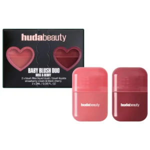 HUDA BEAUTY  Mini Baby Blush Duo Set Strawberry Cream and Black Cherry - dusty rose / burnt berry