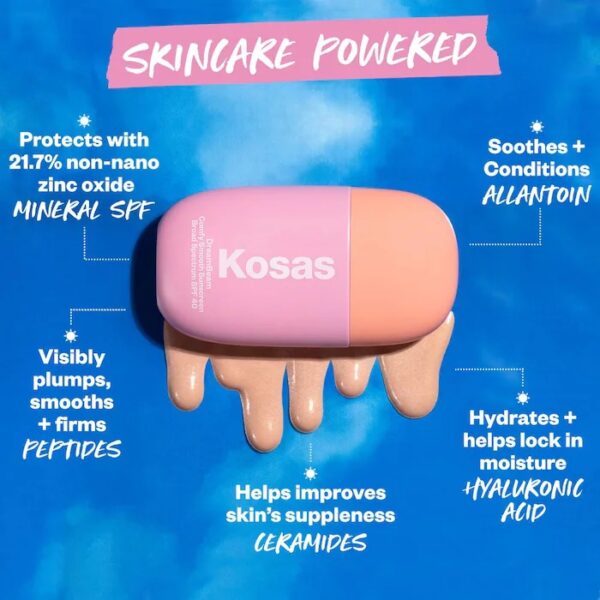 Kosas Mini DreamBeam Silicone-Free Mineral Sunscreen SPF 40 with Ceramides and Peptides Comfy Smooth - Image 2